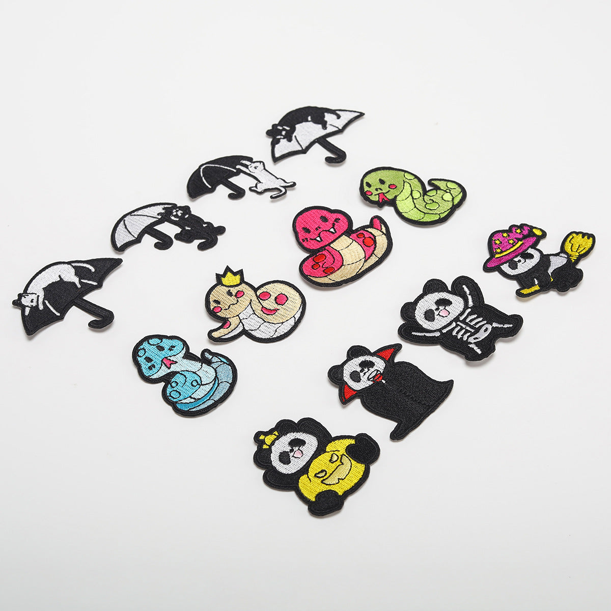 Wholesale Computer Embroidery Sticker Small Snake Original Black Cat  Magic Panda Bag Decorative Patch Sticker